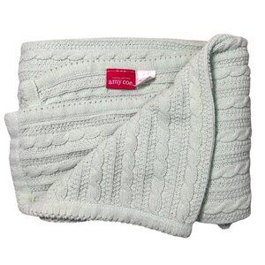 Amy Coe Chenille Cable Knit Baby Blanket Green